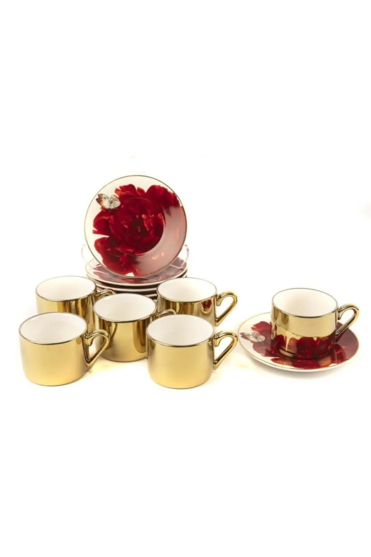 DOLBOVI stylish design 6 PCs Tea Cup Set Tea Cups Saucer japanese teaware cup tea handmade bowl beautiful mugs turkish tea set vintage Saucer creative Latte Cup free shipping products service coffee Weights undefined