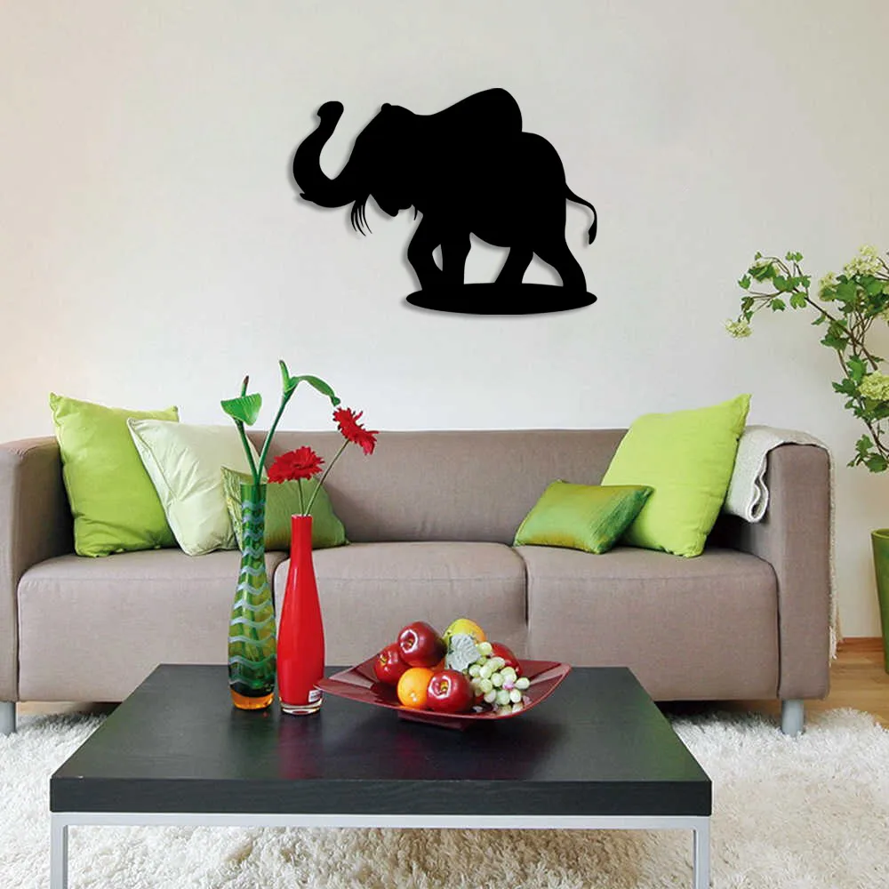 Elephant With Its Hose Raising Up Wall Room Home Accessory Wooden Table 50x37cm