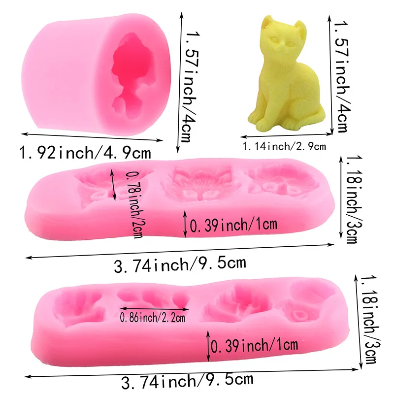 3D Cat Silicone Mold DIY Cupcake Fondant Cake Decorating Tools Candy Resin Clay Chocolate Soap Mould Kitchen Baking Accessories