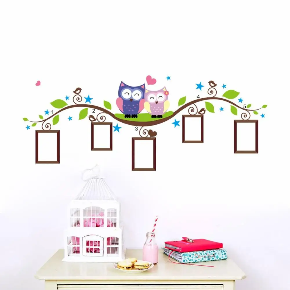 Wall stickers owls with photo frames. Decoration. Adhesive vinyl. Decorative wall stickers