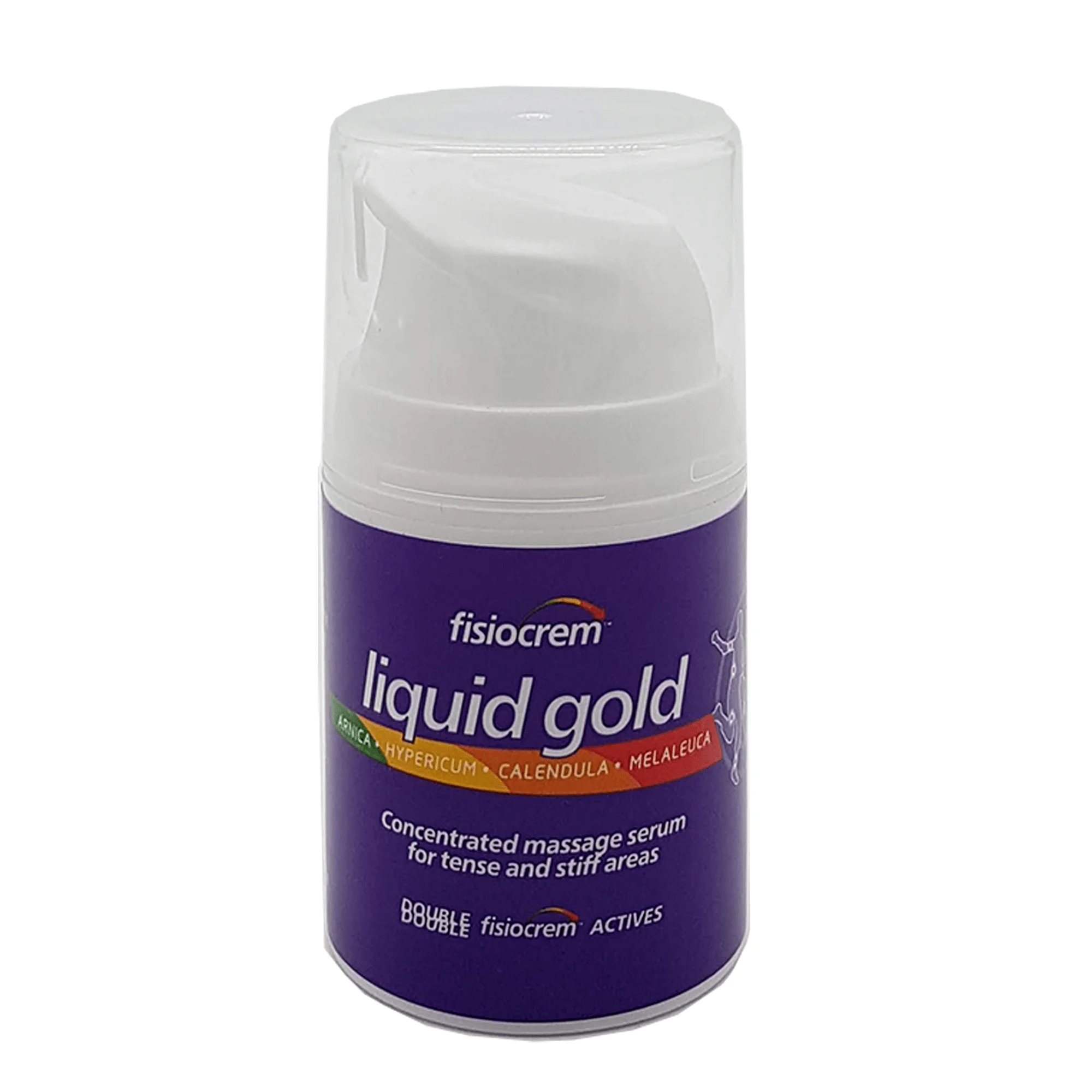 Fisiocrem Liquid Gold - suero de masaje concentrado para zonas tensas y rígidas, doble concentración = DOBLE fisiocrem ACTIVES - 50 ml
