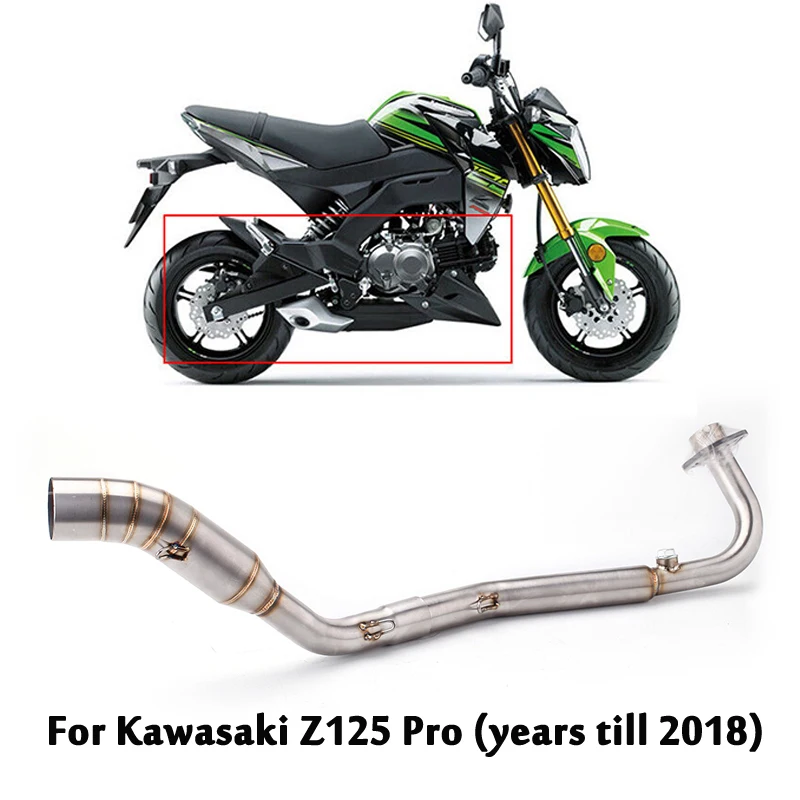 

For Kawasaki Z125 Pro Motorcycle Front Link Pipe Exhaust System Modified Connecting Tube Slip On 51mm Modified Stainless Steel