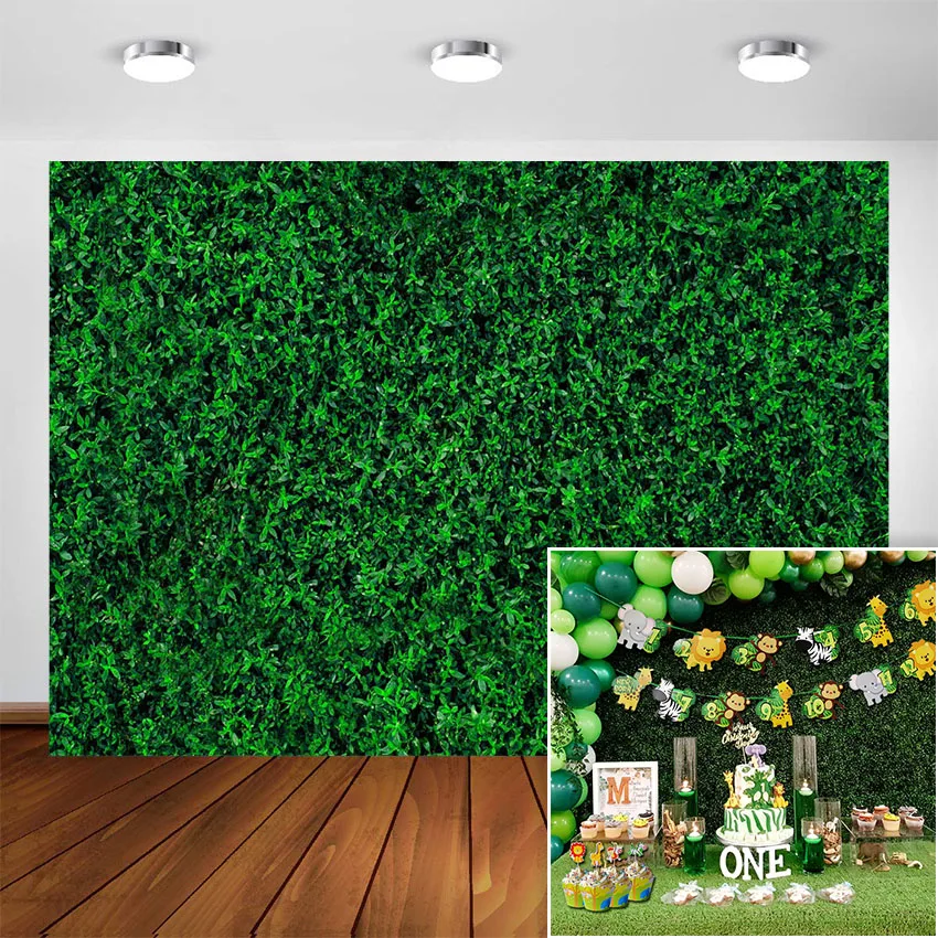 Jungle Safari Theme Party Backdrop Green Grass Nature Outdoorsy Garland Long for Kids Boys Baby Shower Photography Background