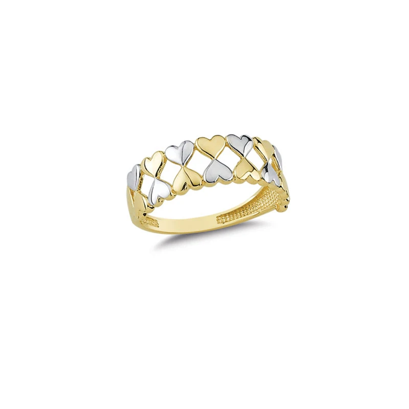 14K Solid Gold Double Love Ring for Women