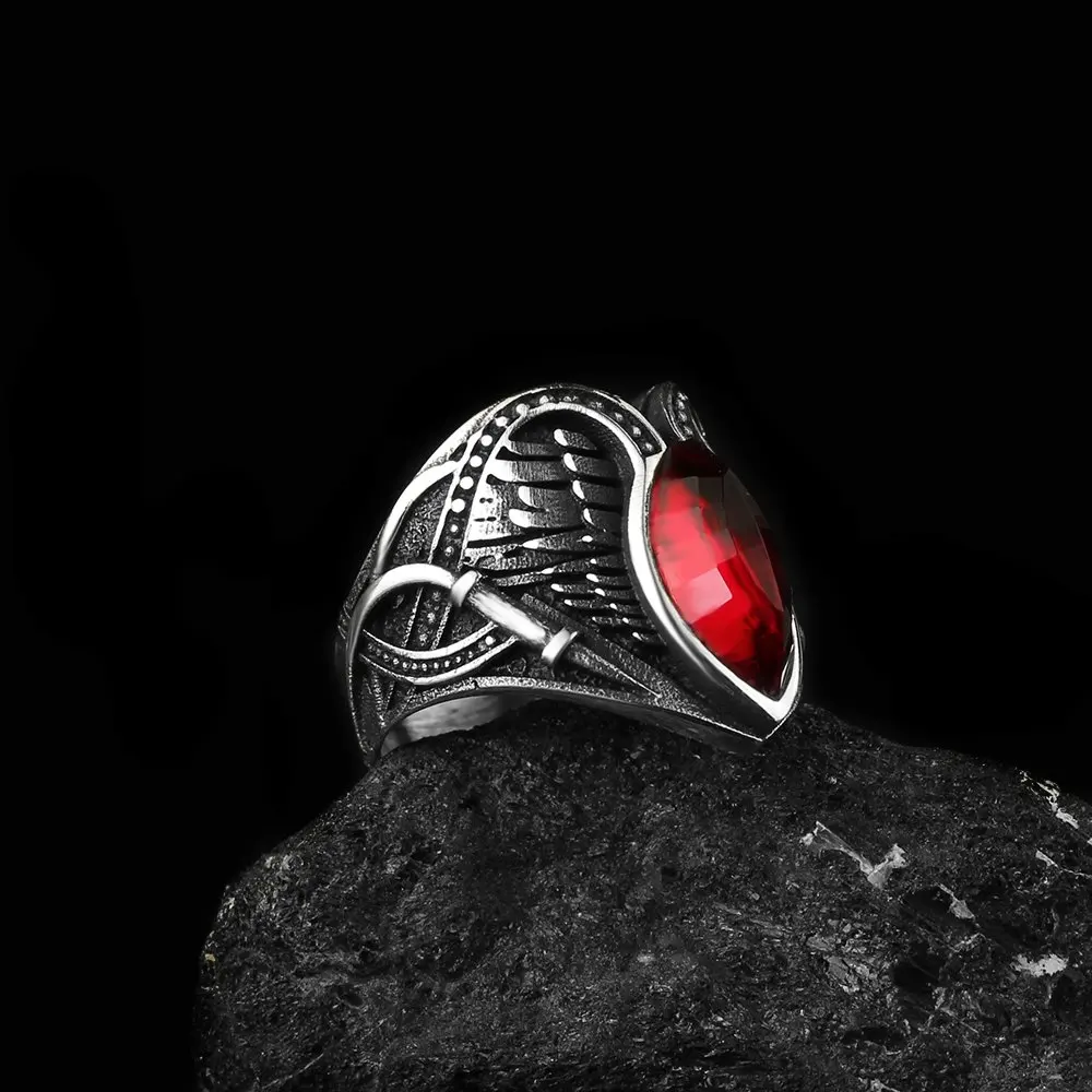 

MEN 'S Red Zircon 925 Sterling Mens Silver Ring Gift Suit Prouduct Made in Turkey Handmade Custom Design