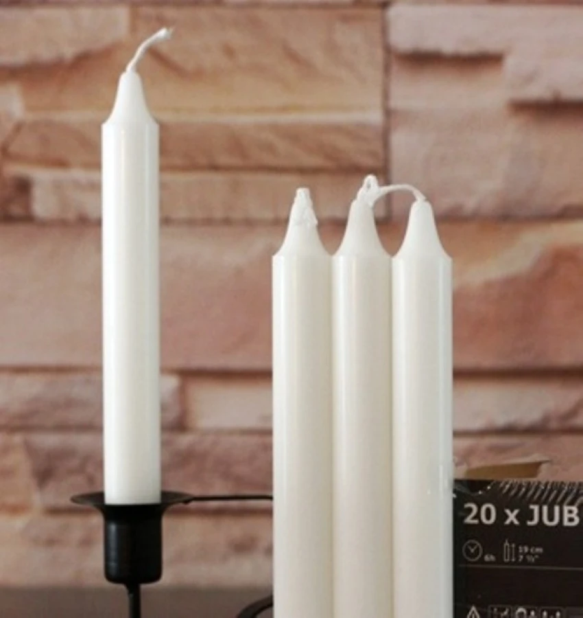 

AnkaNaturel Nostalgic Candlestick Candle 15 Pieces White Birthday Wedding Party Decorations Meditation Worship Length 14 cm