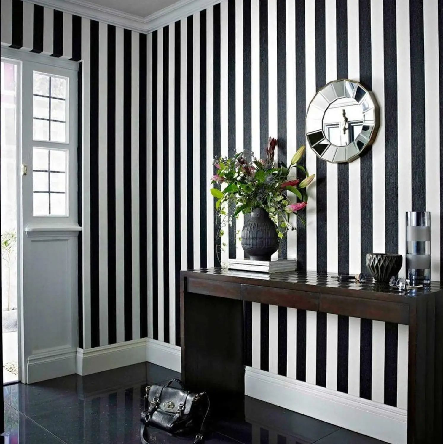 Black&White Vertical Striped Wallpaper (5 m²) Home Decoration For Living Room Bedroom Background Wall Cover Modern Luxury