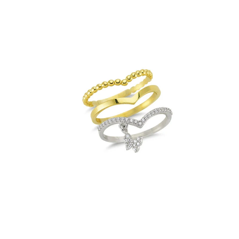 14K Solid Gold Stucking Rings for Women