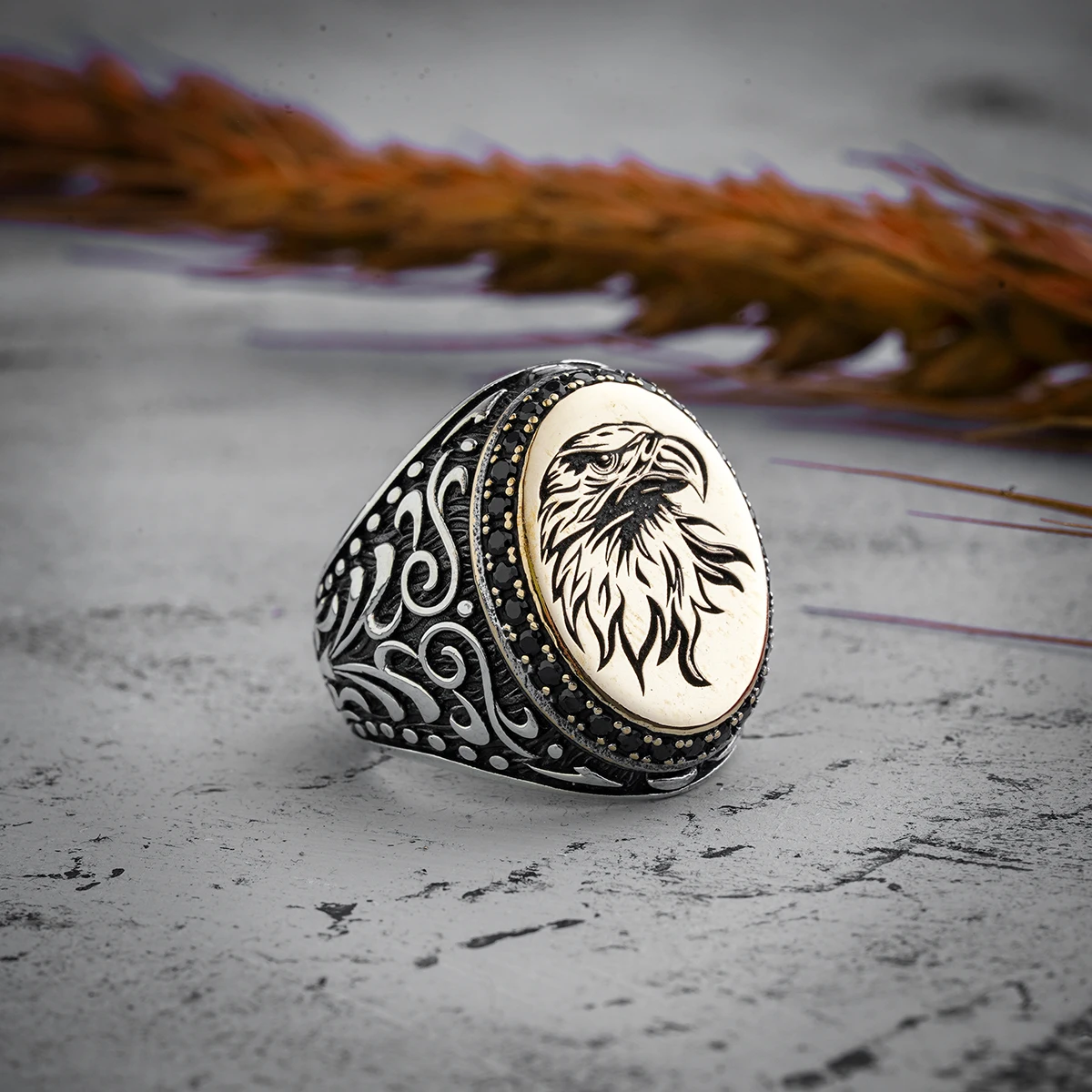 for men High-quality 925 Sterling Silver Eagle patterned ring  Jewelry Made in Turkey in a luxurious way  with gift