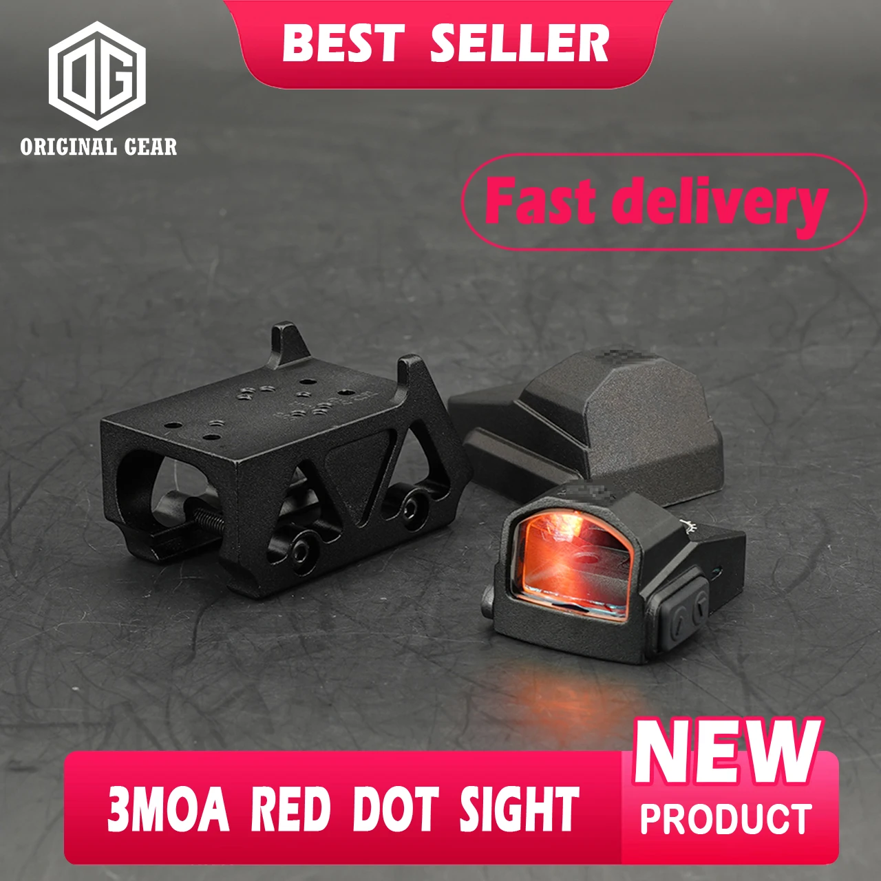 1x22 Reflex Open 3MOA Red Dot Sight Rifle And Shotgun With Picatinny 1.54 Inch High Mount