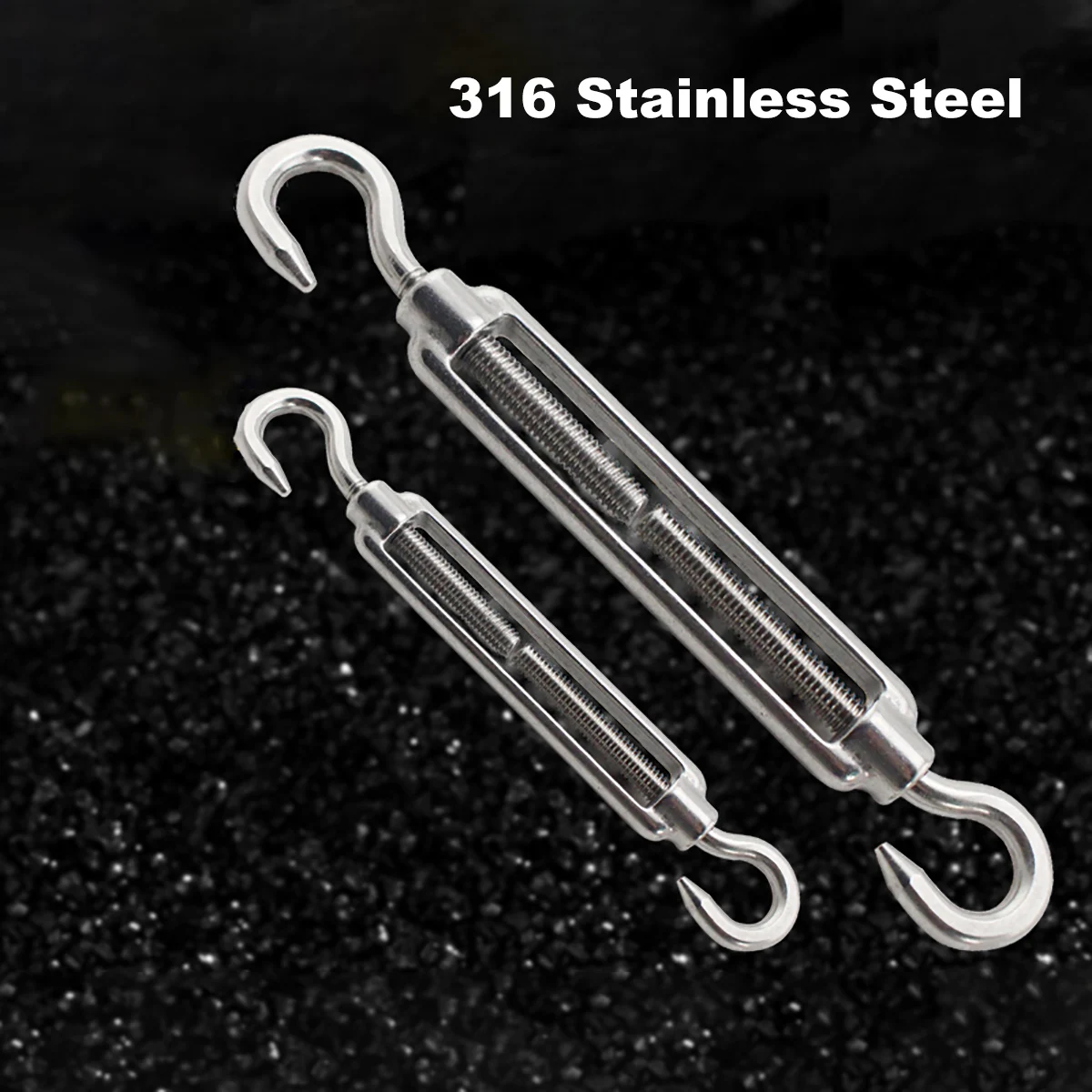 1pcs M4 M5 M6 M8 M10 M12 M14 A4 316 Stainless Steel Hook & Hook Turnbuckle Wire Rope Tension Tightener