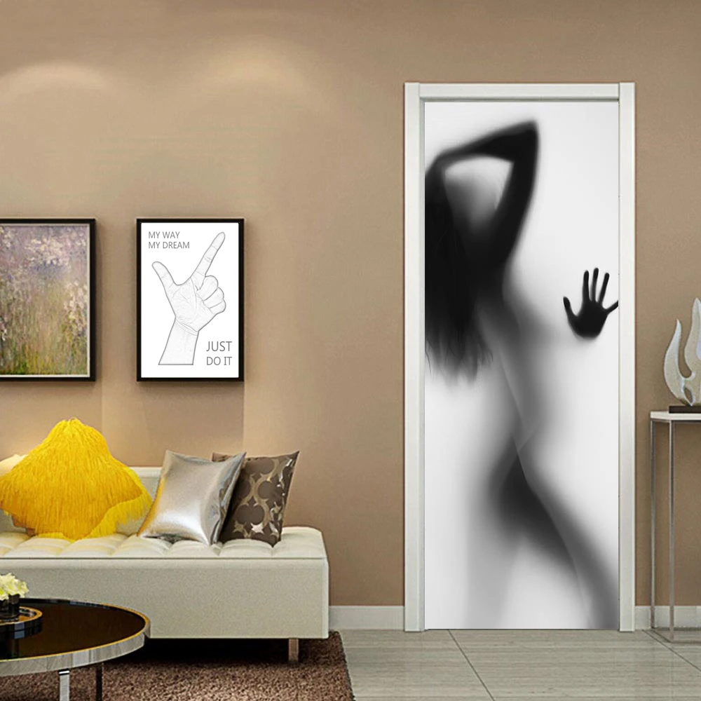 Corridor Bedroom Wall Decoration House Renovation Door Sticker Modern Life Design Adhesive Poster Vinyl Waterproof Flower Murals