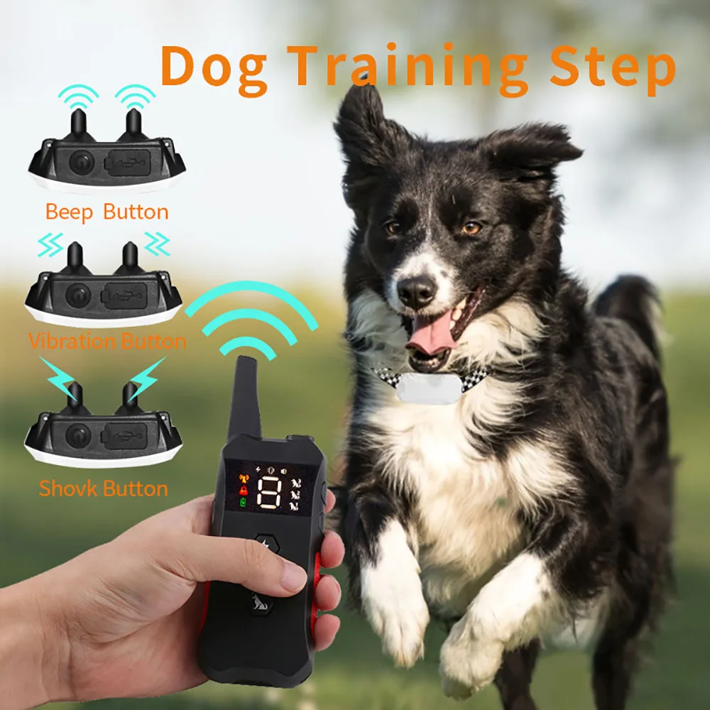 Dog Training Collar with Remote 2600ft Range Remote control Beep, Sound, Shock And Light Receiver With Adjustable Belt