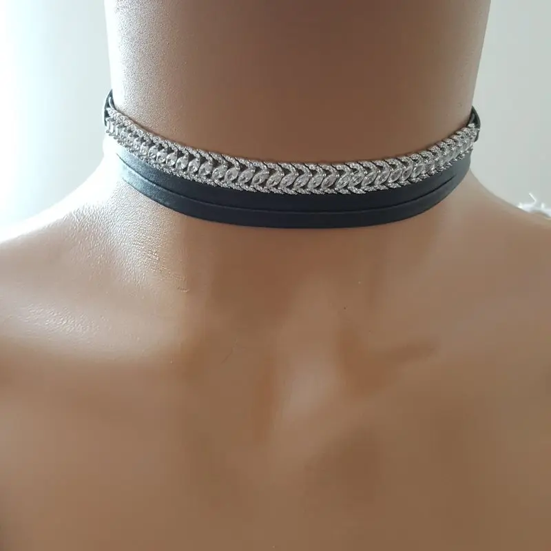 Choker Women Necklace 925 Sterling Silver Rhinestone Choker For Women Made in TURKEY