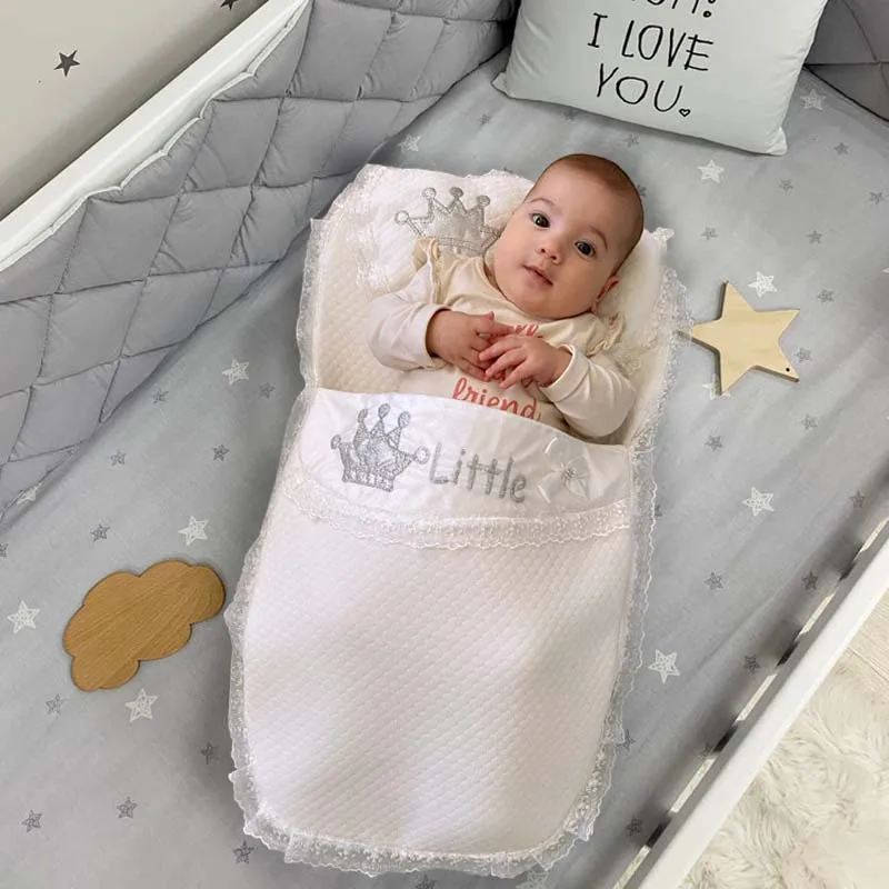 Modakids Baby White Swaddle Bottom Opening Set Newborn Cotton King Queen Girl Boy Babies Male Clothes Comfortable Stroller Use