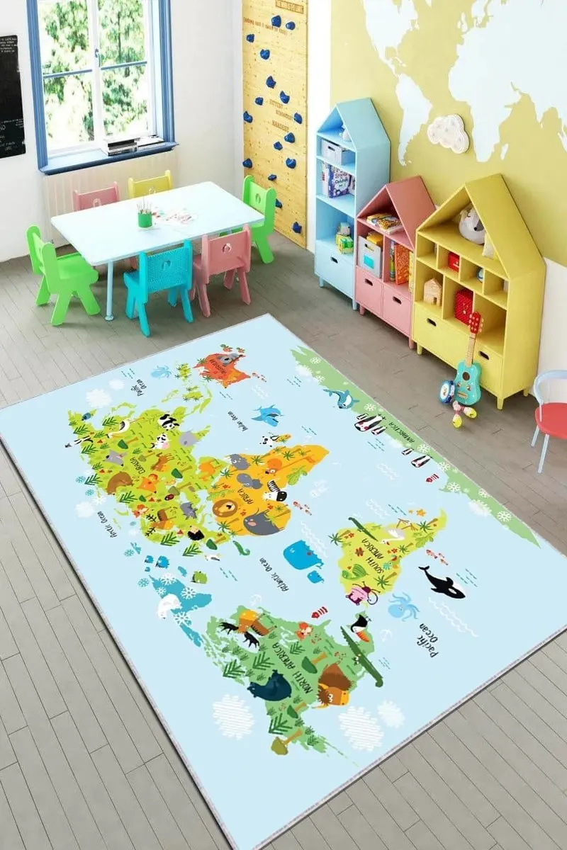 

Fun Educational Map Patterned Kid Room Game Carpet Rug Tateme Tatami Mat Decoration Bedroom Decor Quarto Kilim