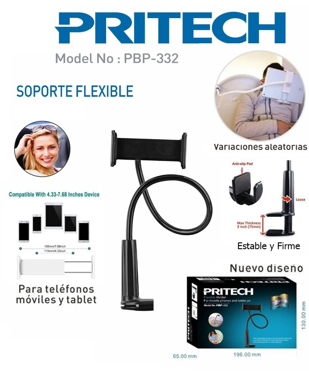 Pritech PBP-332 360 ° Universal Smartphone and Tablet Stand With Table Anchor