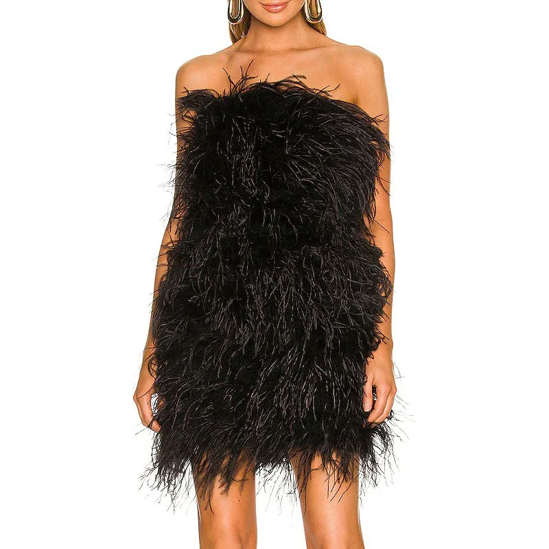 Spring Winter Fashion Long Ostrich Dress Women Wedding Natural Turkey Feather Gilet Long Hair Lady Fluffy Wrap S4082