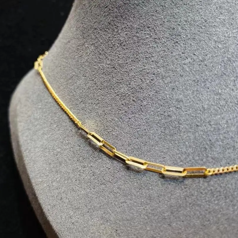 MADALENA SARARA Pure 18k Yellow Gold Rope Chain Necklace Au750 Gold Women Choker Quality Texture American European Style