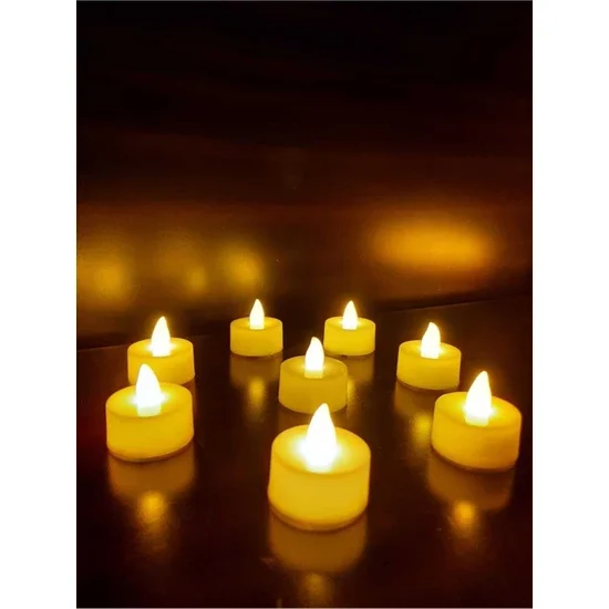 Battery Tea Lights 8 Pieces LED Yellow Candles Realistic and Bright Flickering Gift Home Decoration Wedding Party Holiday