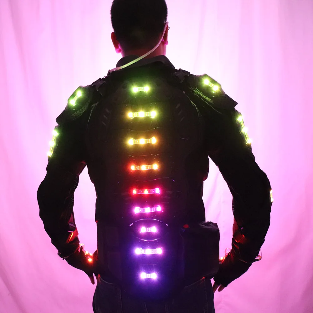 Full color LED Luminous Armor Light Up Jacket Glowing Costumes Suit Bar Dance Team DS Singer DJ Nightclub gogo Costume