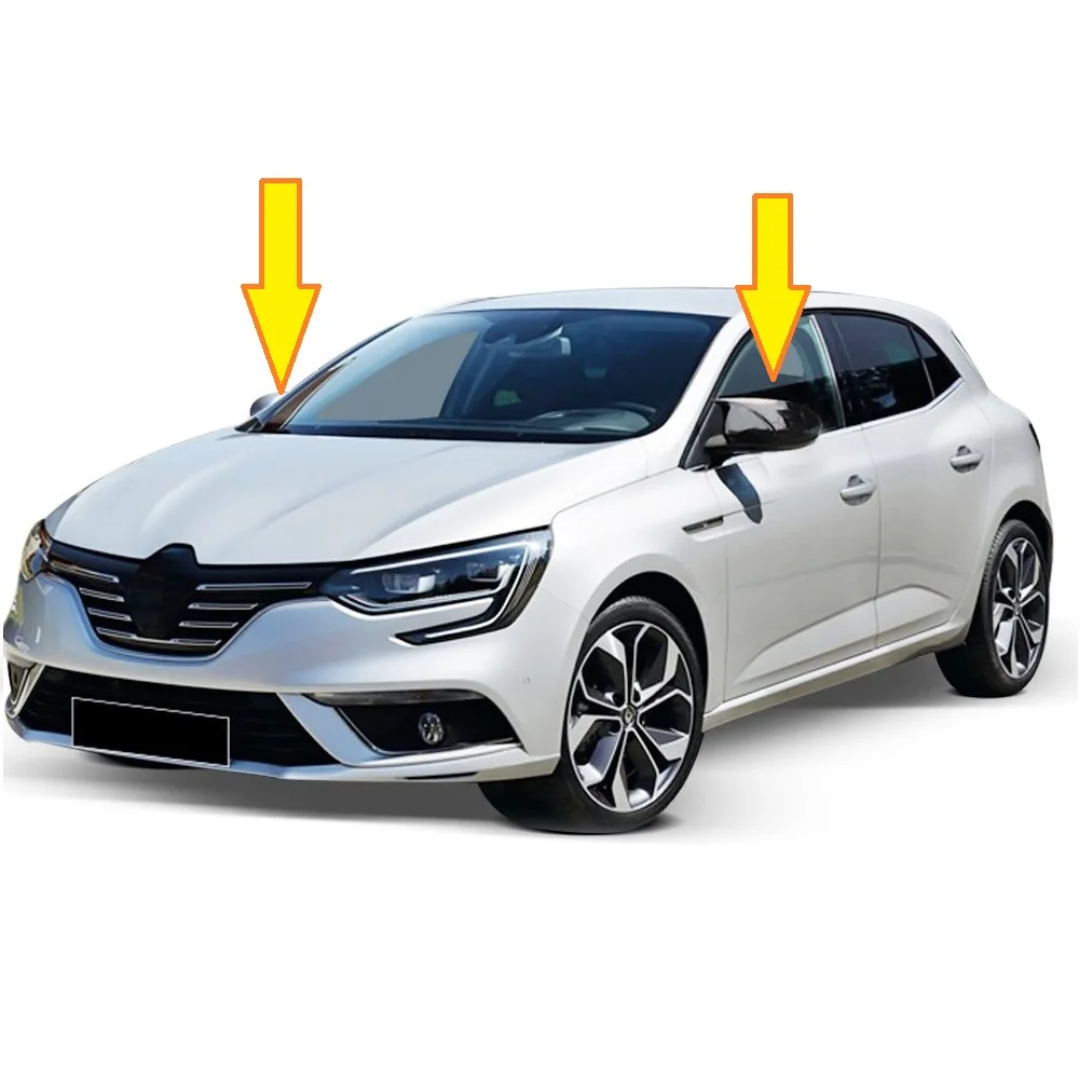 For Megane 4 Mirror Cover Bright Piano Black Case Protector Cap Bat Style Auto Modify External Tuning Accessories 2 Pcs