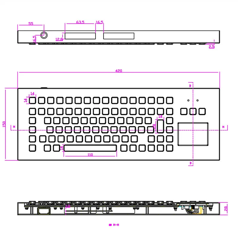 Imagem -06 - Teclado Impermeável do Metal dos Teclados de Industriais sem Fio de 2.4 Ghz com Touchpad Integrado Aço Inoxidável