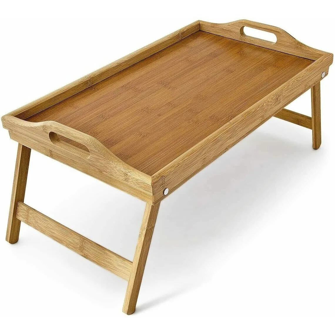 Bandeja portátil de madera de bambú para desayuno, mesa para servir comida, té, pierna plegable, para ordenador S50 x 30 x 22 cm