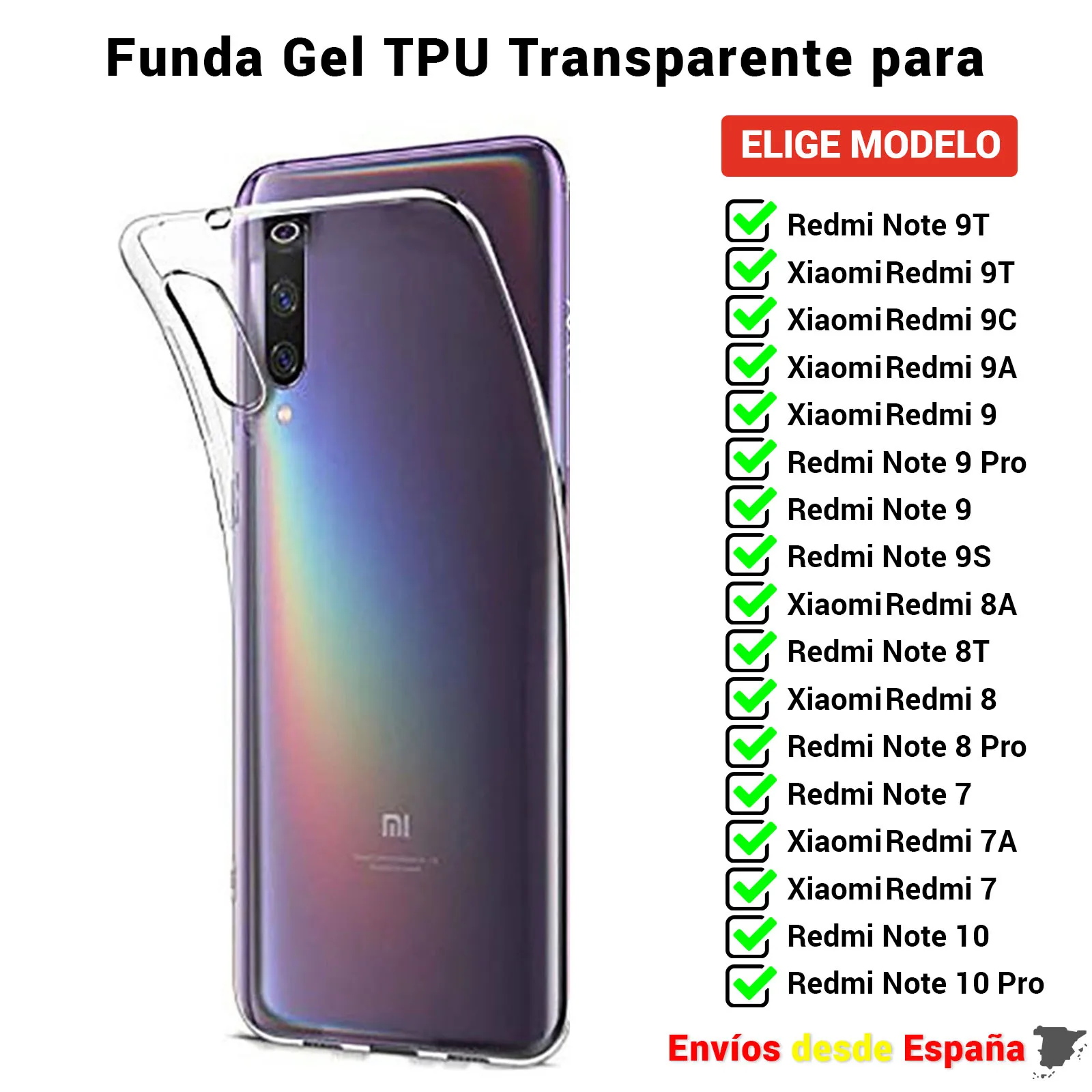 Xiaomi Redmi 7 7A 8 8T 9 9A 9C 9T Note PRO TPU case. Transparent silicone case for mobile. Choose model