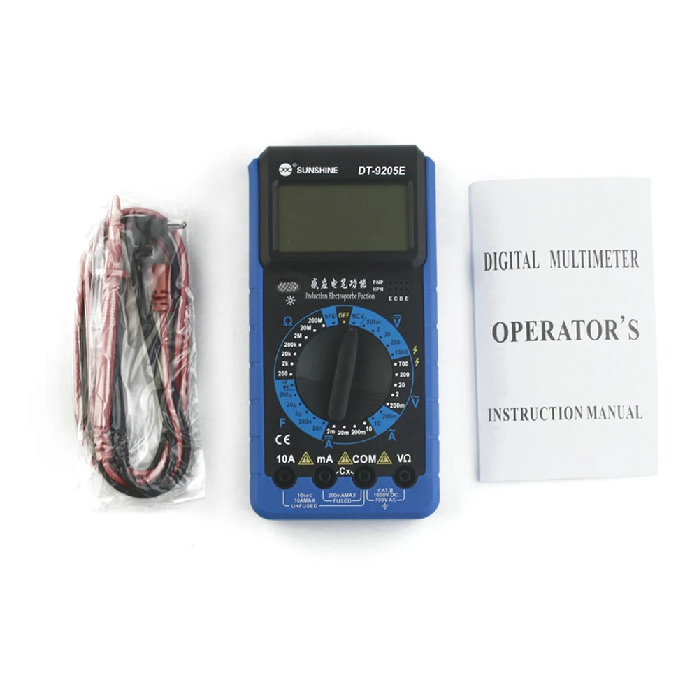 SUNSHINE DT-9205E multimetro digitale AC/DC tensione corrente resistenza capacità Tester strumento misuratore di potenza strumenti multimetro