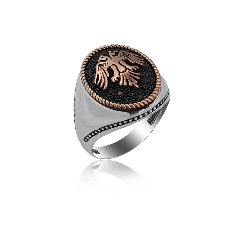 New Fashion 925 Sterling Silver Traditional for Men Ring Ethnic Hot Sale Turkish Art Design Double Head Eagle Trendy Jewellery