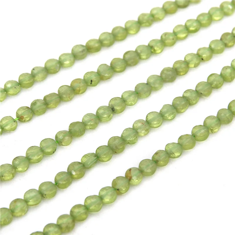 

Peridot Beads Strand Faceted Flat Round 4mm Genuine Natural Stone Material For Jewelry Making Craft Bracelet Earrings DIY