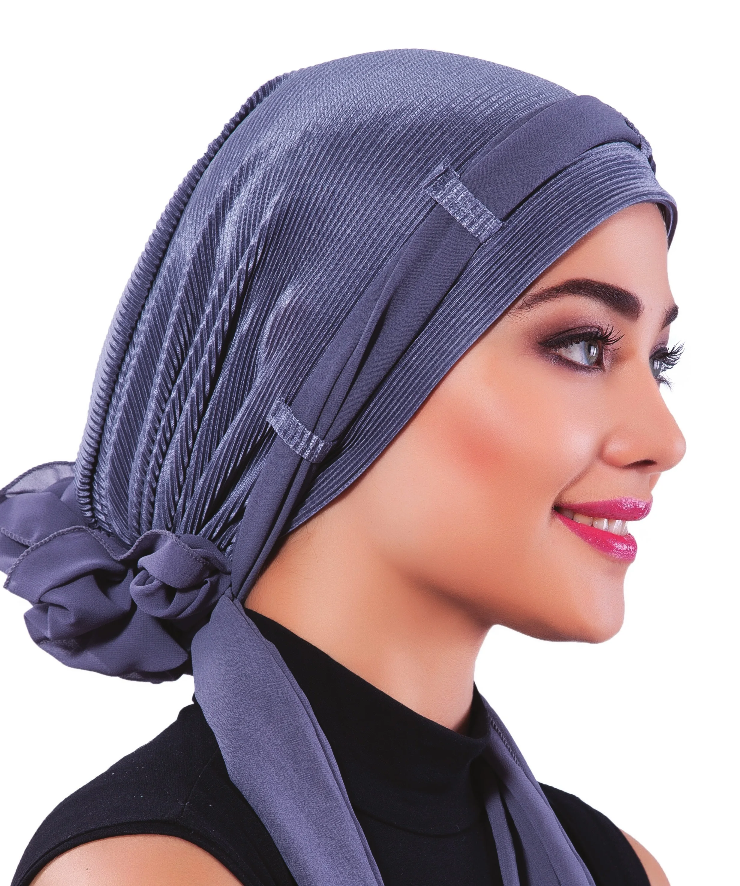 2022 New Fashion Pleat With Scarf Ready Made Turban Hijab Bonnet Scarf Cancer Cap Special Women Product Beret Bandana Muslim Chemo All Season Rib