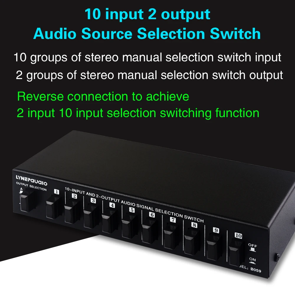 Imagem -02 - Seleção de Sinal de Áudio Switcher Switcher de Áudio Altofalante Switcher Two-way Switch Rca Interface 10-em ou 2-em 10-fora