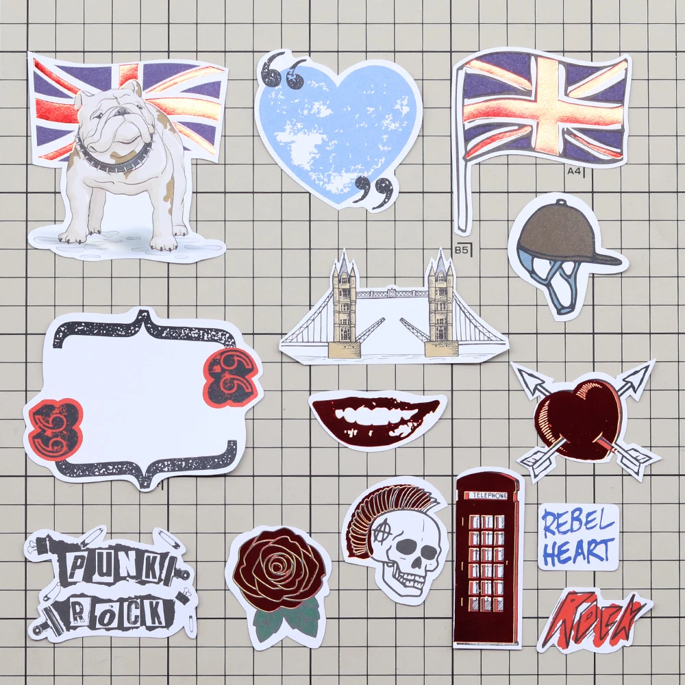 Creative Path 2er-Pack Rabatt 346 Stück Papier-Stanzformen Ephemera Punk London 1960er Scrapbooking-Stanzformen für Kartengestaltung Ausverkauf – Detail 3