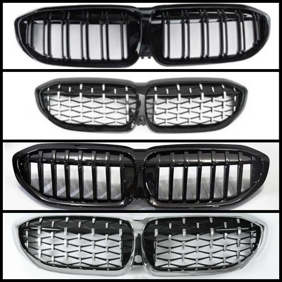 

Glossy Diamond Front Kidney Grille Hood Grills -Double Line for BMW 3 Series G20 2019 2020 2021 High Quality Color Diamond