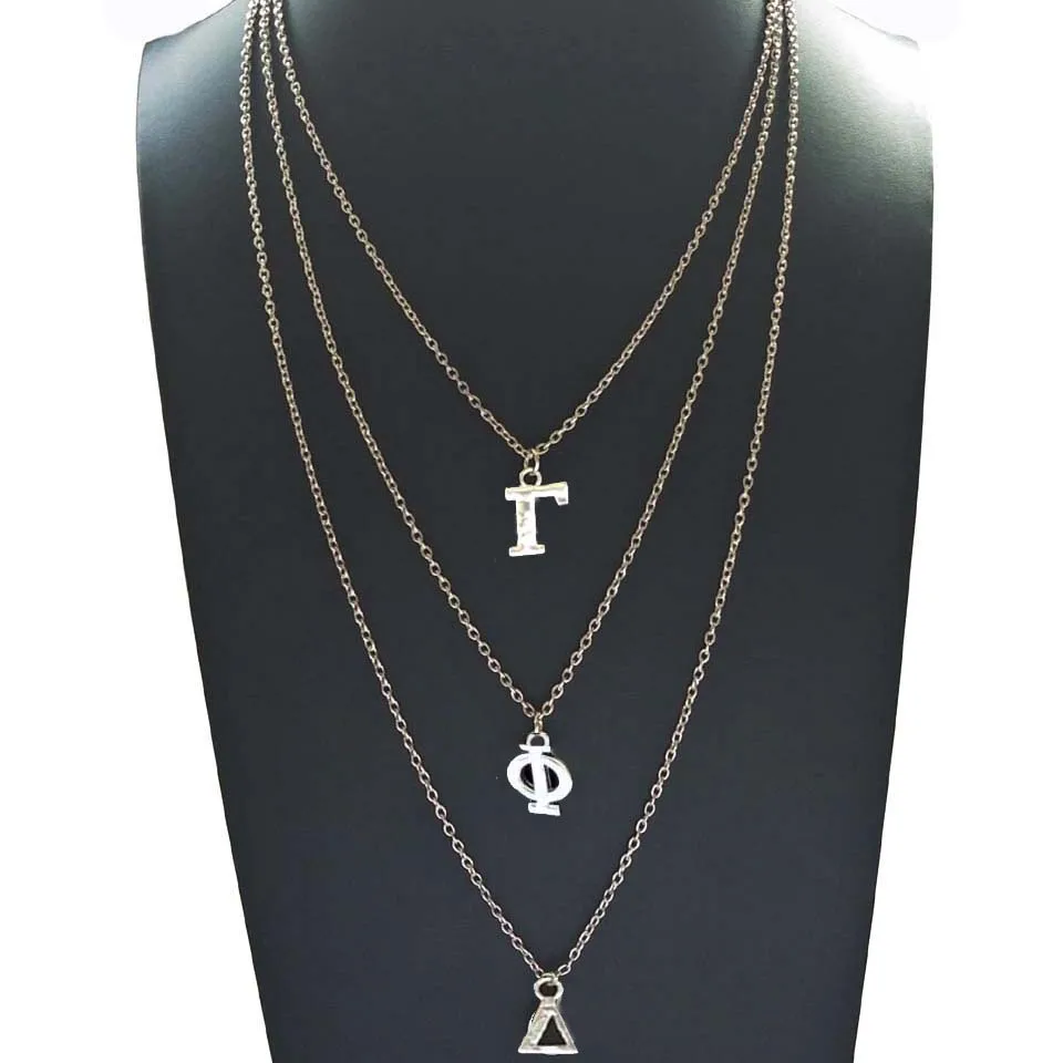 Greek Sorority Gamma Phi Delta letters Multilayer chain Custom Necklace