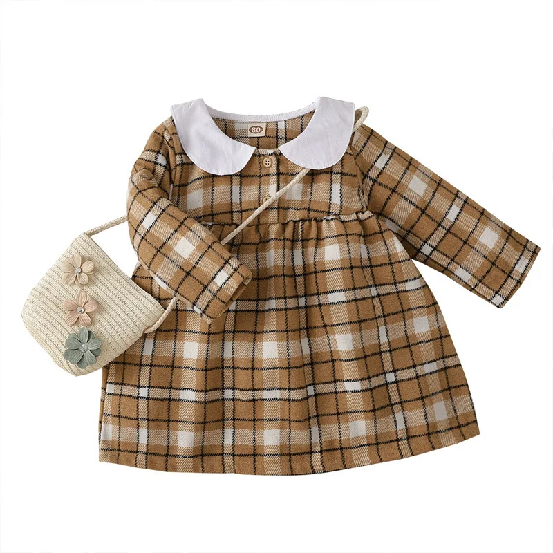 

Autumn Winter Girls Princess Dress Infant Clothing Mini Toddler Dresses Warm Baby Girl Clothes Plaid Dress Casual Baby Dress