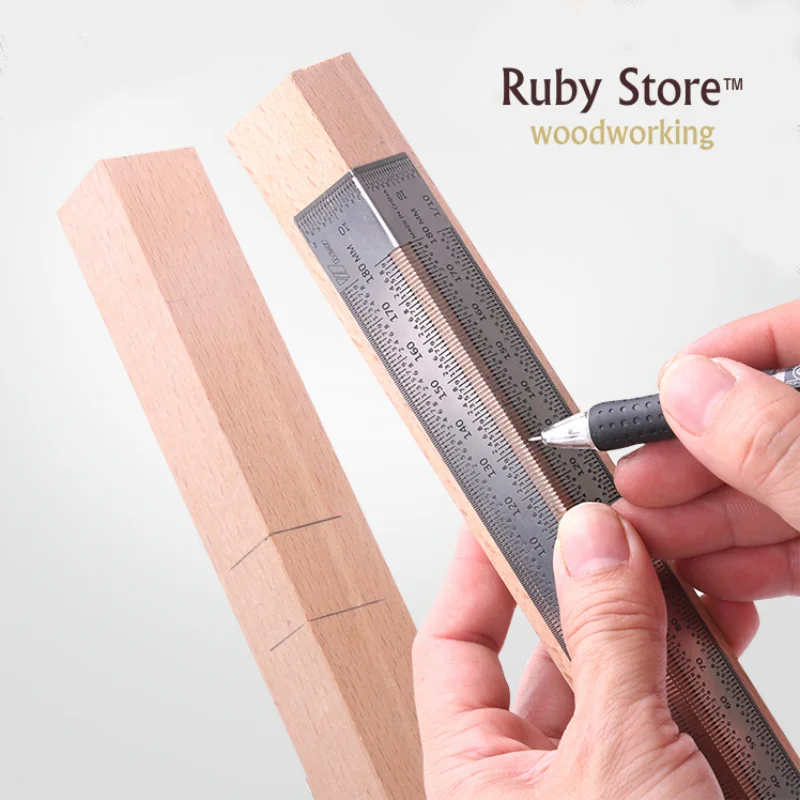 

W-new 180mm Bend Line Rule, 90 degree Layout and Marking Tool Stainless Steel Ruler, Woodworking