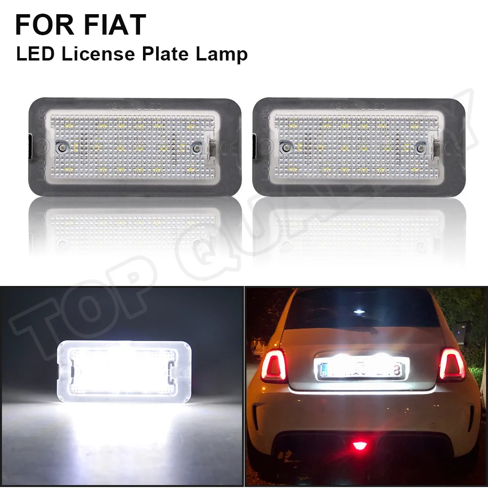 For Fiat Abarth 500 595 695 500C 595C 695C 312C 2pcs Error Free Canbus LED Number License Plate Light OEM#:51800482