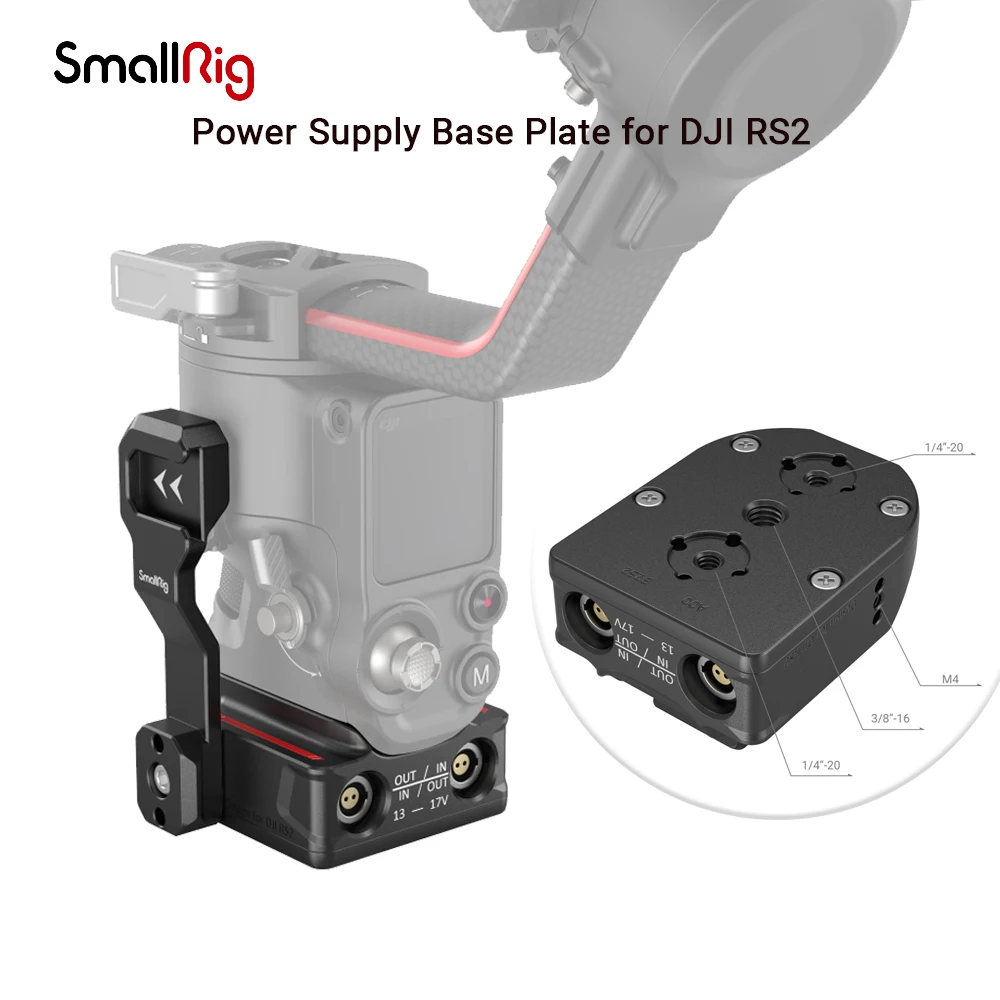 Smallrig Voeding Bodemplaat/Power Pass-Through Plaat/Adapter Kabel Voor Dji Werk Met Batterijen breiden Runtime RS2
