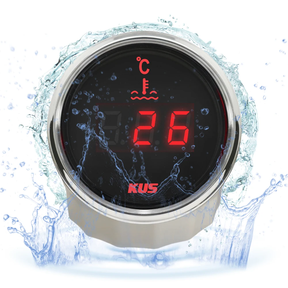 KUS Marine Engine 52mm Water Temperature Gauge 40-120℃ 25-120℃ with Red Yellow Backlight Available for Boat RV Car 12V 24V