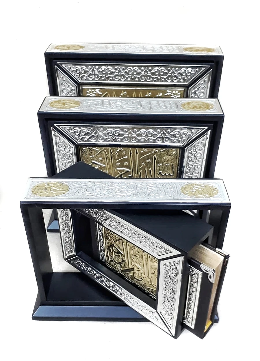 

925 Sterling Micron Silver Plated Quran Wooden Box Gifts Hand Made High Quality Muslim Book Set Islamic Luxury decoration 02