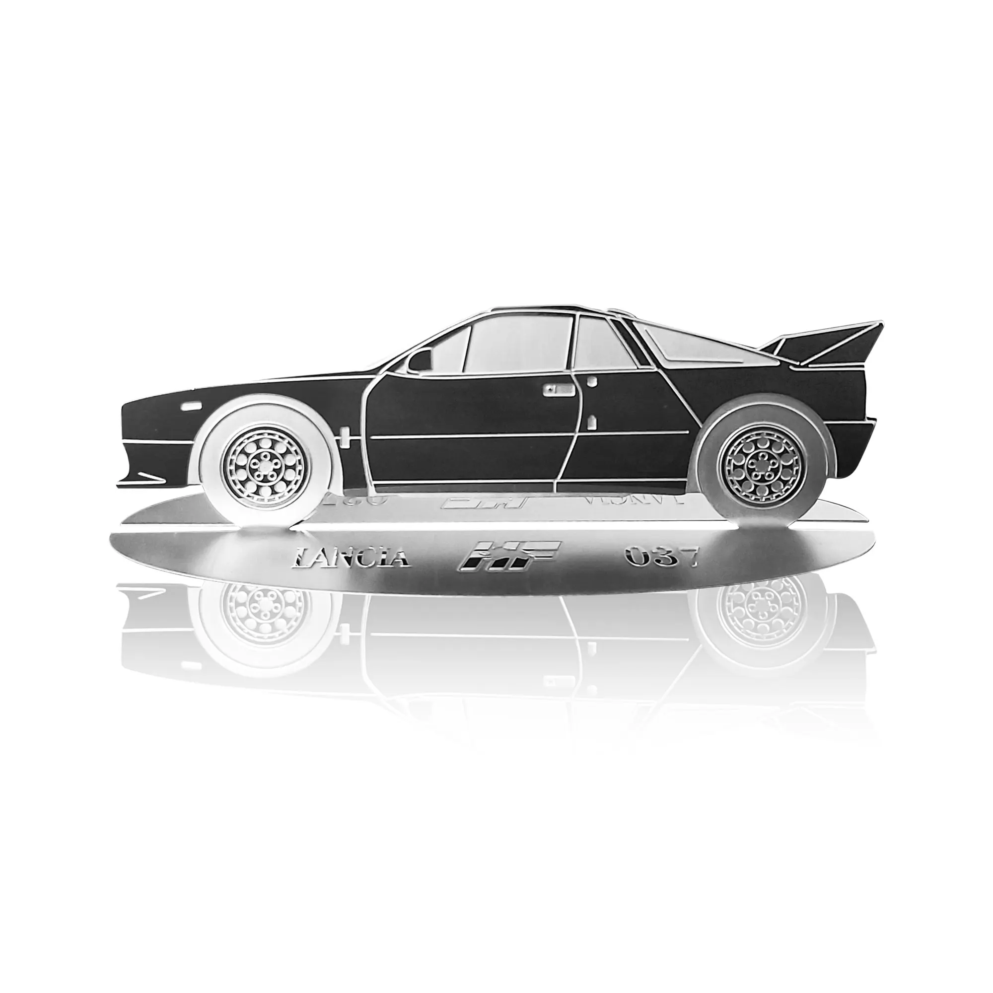 Diecast model shape engraved stainless steel car Lancia HF 037