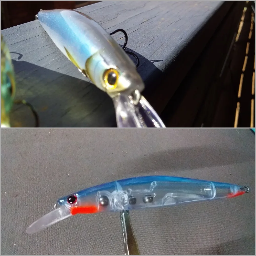 wLure 11.4cm Weight Transfer for Long Distance Casting Unpainted Clear Fishing Lures Bodies 10 Pieces with Eyes UPM673
