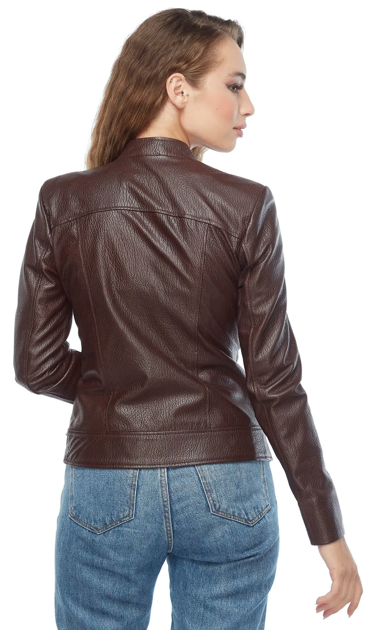 Genuine Leather Women 'S Jacket Coat Sheep Lamb Sheepskin Autumn Winter 2022 Thin Large Size Vintage Biker Francesca Coffee