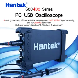 Hantek USB oscilloscopio kit 4CH canali analogici 1GSa/s 70MHz 100MHz 200MHz 250MHz PC oscilloscopio supporto Winows 7 8 10