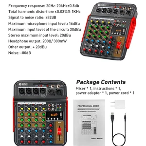 Debra Audio-DJ Mixer with USB for recording, sound mixing console, 6 channels, 48V Phantom, Bluetooth, DM4 12 Main Sales Controller DJ - №10