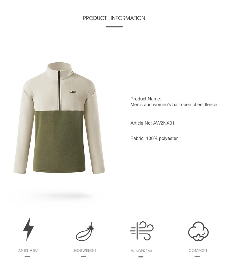 GOLDEN CAMEL Men's Jackets Polar Plus Soft Casual Fleece Jacket for Men Autumn Winter Stand-up Collar Sweater Sweatshirt Clothes