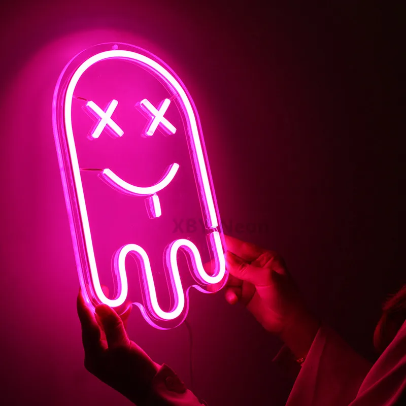 Custom Neon Sign Cartoon Grimace Funny Face USB LED Flex Neon Light Party Holiday Outdoor Indoor Room Wall Hanging Decoration